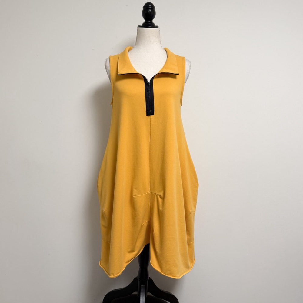 Kozan Sunshine Yellow Sleeveless Zip Neck Bubble Silhouette Audrey Dress Small